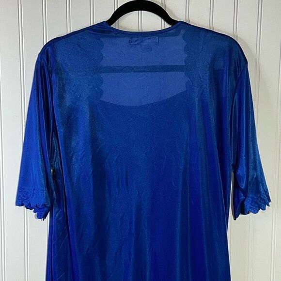 Sindrella Vintage 2 Piece Lace Slip & Robe Set Women’s Medium Royal Blue Sexy - Picture 6 of 9